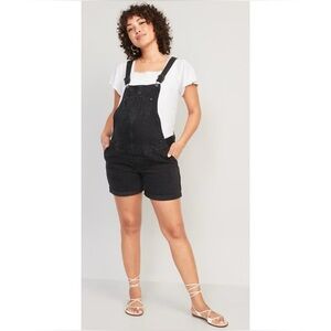 NWT Maternity Black Denim Shortalls
